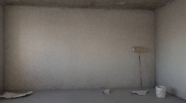 yenileme den önce boş oda. 3d render
