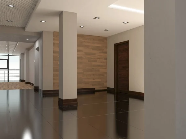 Interior público 3d render — Fotografia de Stock