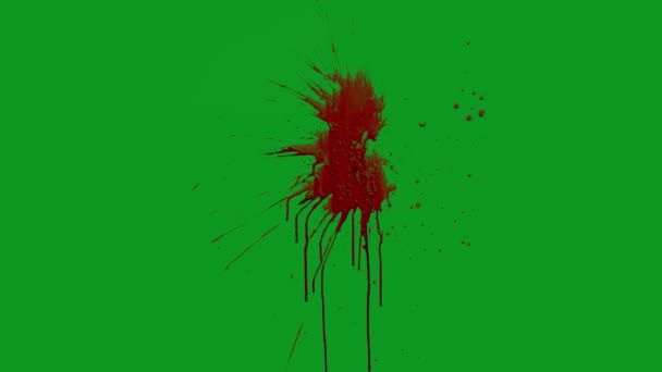 Blood Explosion Χτύπησε Υψηλής Ποιότητας Κινουμένων Σχεδίων Πράσινη Οθόνη Εύκολη — Αρχείο Βίντεο