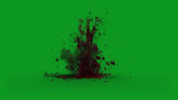 Sangre Explosión Suelo Pantalla Verde Animada Alta Calidad Vídeo Pantalla — Vídeos de Stock