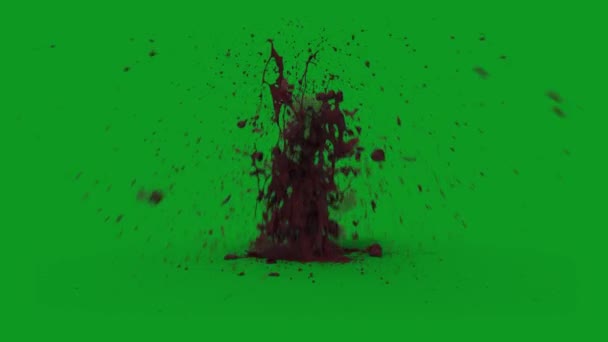 血液爆発地高品質アニメーショングリーンスクリーン4K 簡単に編集可能なグリーンスクリーンビデオ 高品質のベクター3Dイラスト トップの選択 緑のスクリーンの背景 — ストック動画