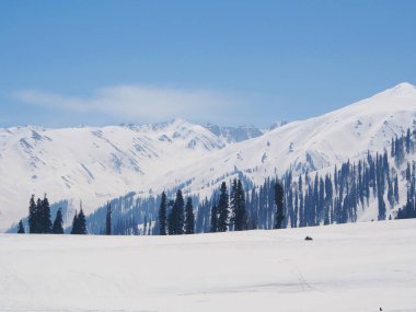 Güzel Kar Dağı. Sonamarg, Keşmir, Kışın Hindistan