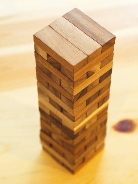 Bangkok, Tayland - 28 Eylül 2017 Jenga kulesi inşa edildi ,