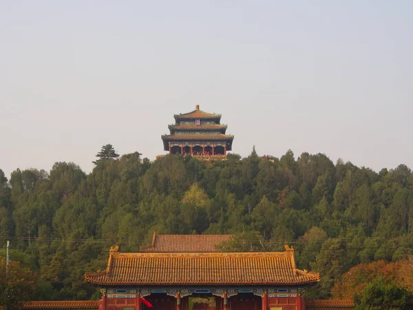 Απαγορευμένη πόλη από το βουνό. Ταξίδι στην πόλη του Πεκίνου, Κίνα. — Φωτογραφία Αρχείου
