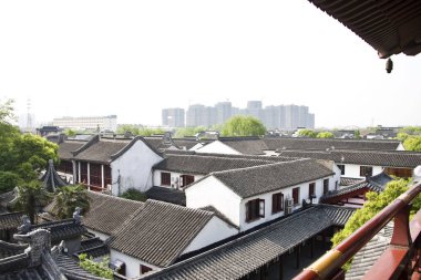 Suzhou Eski Şehir yukarıdan. 20 yılında Suzhou City, Çin seyahat