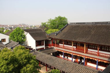 Suzhou Eski Şehir yukarıdan. 20 yılında Suzhou City, Çin seyahat