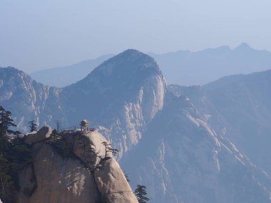 Huashan Sacre Mountain. The Most Dangerous Trail to the peak.  T clipart