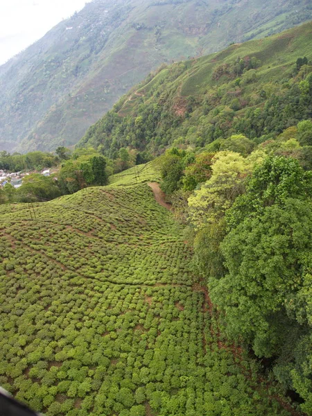 Darjeeling , Hindistan , 15 Nisan 2011 : Kabinden Havadan Görünüm — Stok fotoğraf