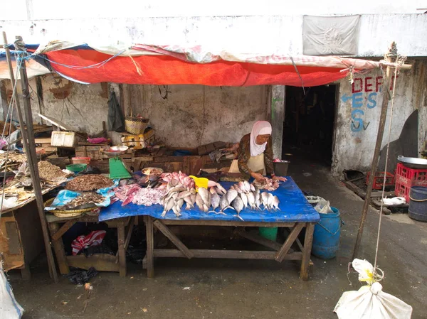 Vida em Pasar Ikan e Muara Karang, um mar de peixes Jakarta histórico — Fotografia de Stock