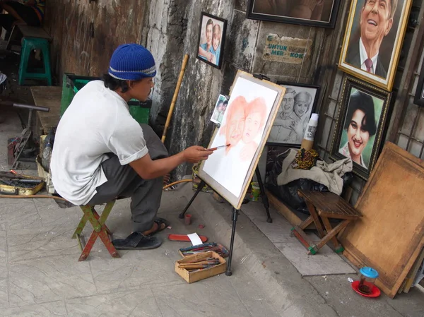 Artist Street a régi téren. Utazás Jakartában, a fővárosban — Stock Fotó