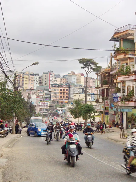 Central Downtown Area, Bulding and Life in Dalat City, the Centra — Fotografia de Stock