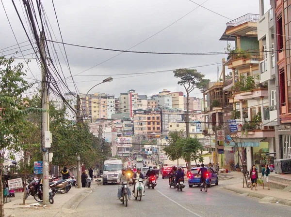 Central Downtown Area, Bulding and Life in Dalat City, the Centra — Fotografia de Stock