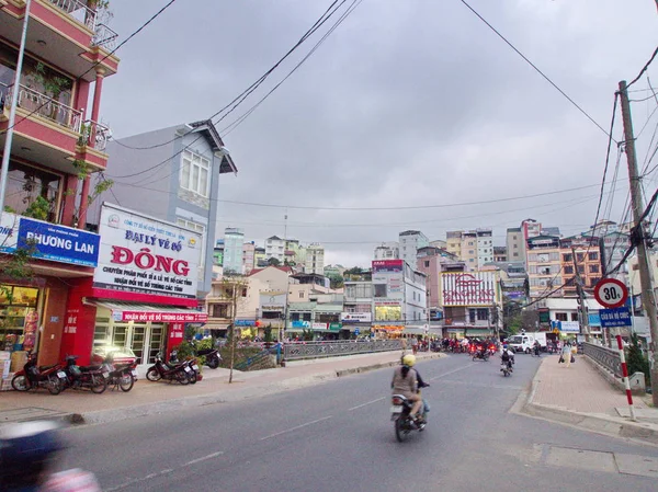 Central Downtown Area, Bulding and Life in Dalat City, the Centra — Fotografia de Stock