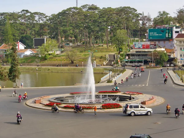 Central Downtown Area, Bulding and Life in Dalat City, the Centra — Fotografia de Stock