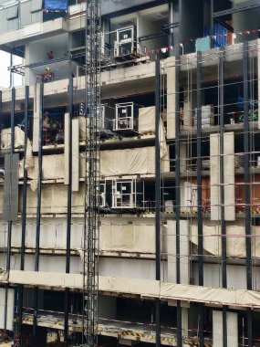 Yüksek Katlı Kule İnşaat şantiye sinde devam ediyor. Bangkok, Tayland. in 3rd Eylül, 2019