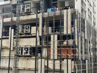 Yüksek Katlı Kule İnşaat şantiye sinde devam ediyor. Bangkok, Tayland. in 3rd Eylül, 2019