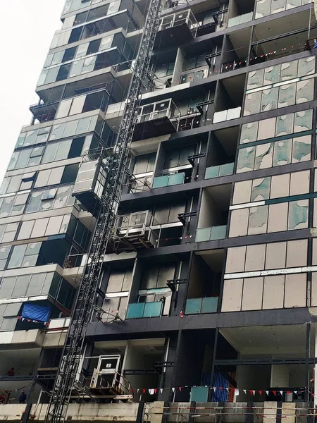 A Progress nagy emelkedés Tower Building építési telek. Bangkok, Thaiföld. Szeptember 3-án, 2019 — Stock Fotó