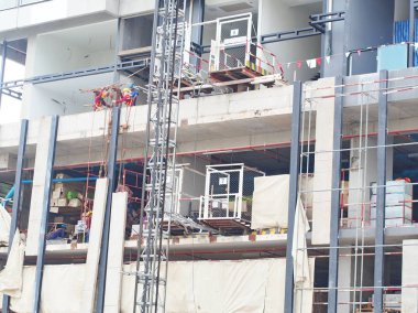 Yüksek Katlı Kule İnşaat şantiye sinde devam ediyor. Bangkok 3 Eylül 2019