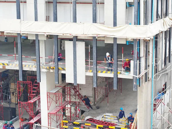 Em progresso do canteiro de obras High Rise Tower Building. Banguecoque em 3 de setembro de 2019 — Fotografia de Stock