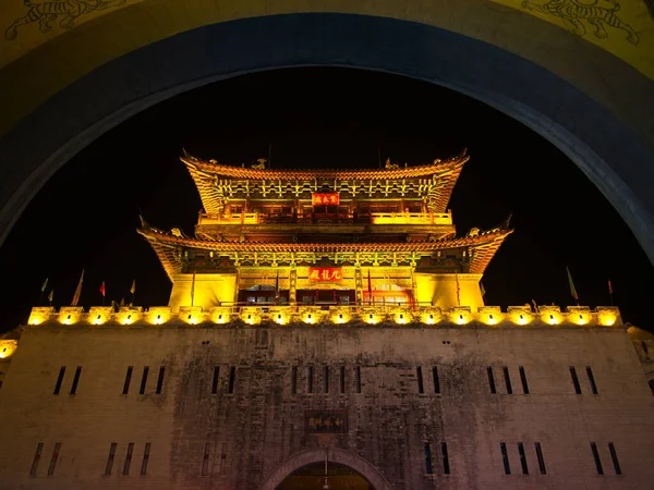Luoyang Ancient City Wall at Night Time. Lijing Gate on the central of the Luoyang city and is one of the Four Great Ancient Capitals of China.Luoyang City, Henan Province, China, 14th October 2018.