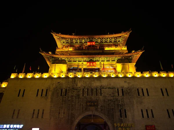 Luoyang Ancient City Wall Night Time Lijing Gate Sur Centre — Photo