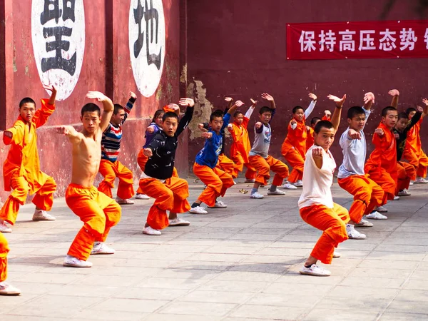 Shaolin Kindermönch Trainierte Kungfu Original Shaolin Tempel Stadt Dengfeng Stadt — Stockfoto