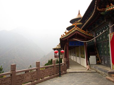 Mianshan Dağı Dünya Mirası, pek çok antik Taoist Tapınak ve mağara. Pingyao Antik Şehir, Shanxi Eyaleti, Çin. 18 Ekim 2018.