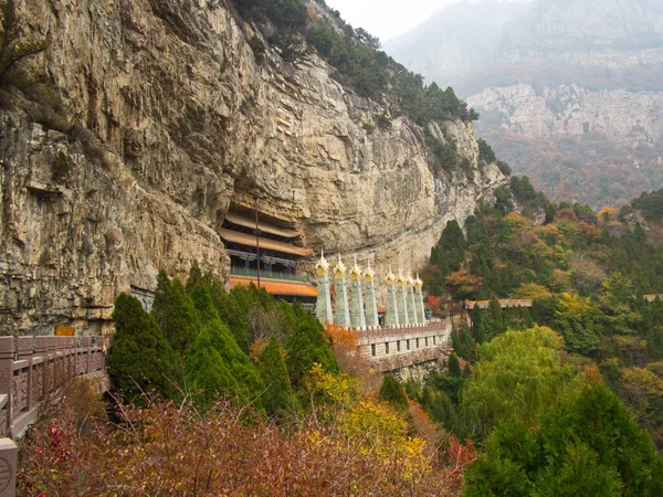 Montagne Mianshan Patrimoine Mondial Beaucoup Temples Grottes Taoïstes Suspendus Antiques — Photo