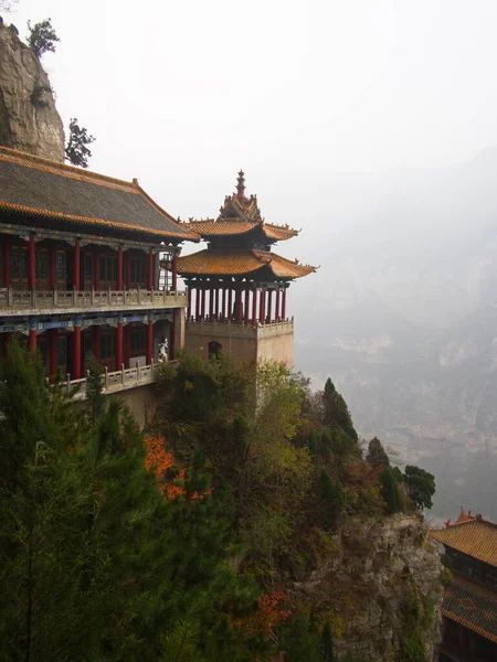 Mianshan Mountain World Heritage Many Ancient Hanging Taoist Temples Caves — Stock Photo, Image