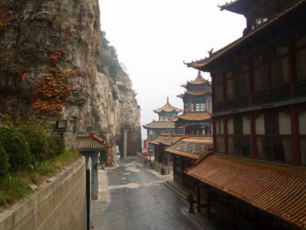 Mianshan Mountain Världsarvet Många Forntida Hängande Taoistiska Tempel Och Grottor Stockfoto