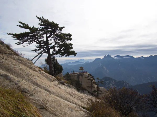 Huashan Mountain near Xian City. The Most dangerous Trail and Crowned People in China. Mount Hua is one of the Five Great Mountains of China in Huayin City, Shaanxi Province, China, 18th October 2018.