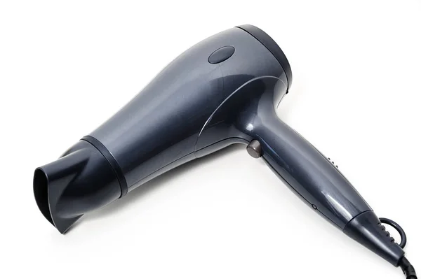Black Hair Dryer White Background View Perspective — Stock Photo, Image