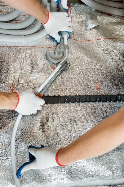 Installation of a warm floor. — Stock Photo, Image