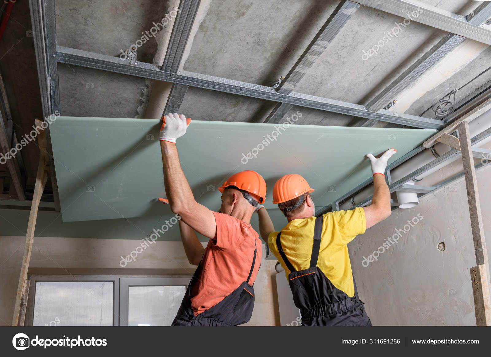 Installation Of Ceiling Drywall Stock Photo C Yunava1 311691286