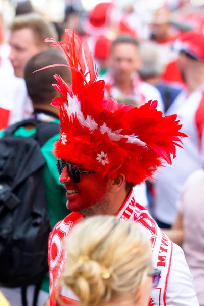 Fãs Polônia Copa Mundo Junho 2018 Rússia Moscou — Fotografia de Stock