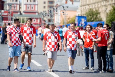 futbol taraftarları Dünya Kupası 20 Haziran tarihinde Rusya, Moskova, Hırvatistan