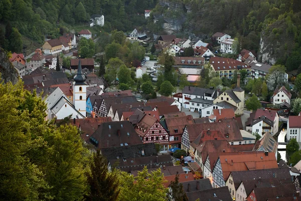 Επισκόπηση Από Την Ιστορική Παλιά Πόλη Της Pottenstein Στη Γερμανία — Φωτογραφία Αρχείου
