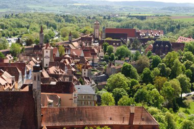 Rothenburg Tauber, Bavyera, Almanya, Panoraması üstten görünüm.