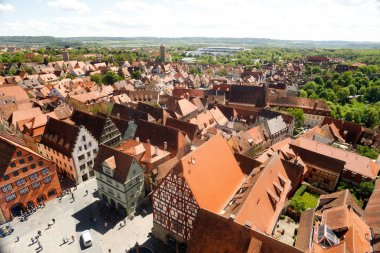 Rothenburg Tauber, Bavyera, Almanya, Panoraması üstten görünüm.