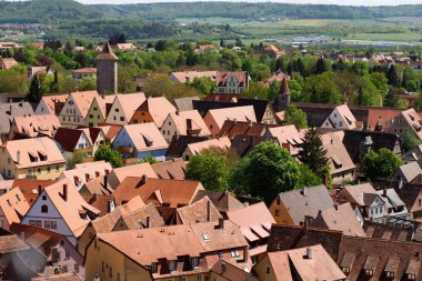 Rothenburg Tauber, Bavyera, Almanya, Panoraması üstten görünüm.