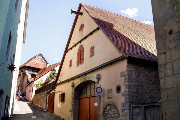 Vackra Gator Rothenburg Der Tauber Med Traditionella Tyska Hus Bayern — Stockfoto