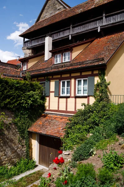 Vackra Gator Rothenburg Der Tauber Med Traditionella Tyska Hus Bayern — Stockfoto