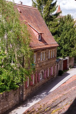 Rothenburg Ob der Tauber, Almanya'nın en eski şehirlerinden biri çatılar görünümünü.