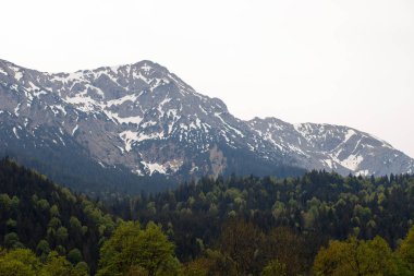 Alpler'de karla kaplı dağ zirveleri arka plan, Bavyera, Almanya ile manzara