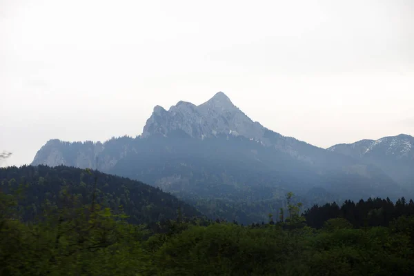 Krajina Alpách Zasněžené Vrcholky Hor Pozadí Bavorsko Německo — Stock fotografie