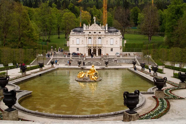 Vista Palácio Linderhof Primavera Ettal Baviera Alemanha — Fotografia de Stock