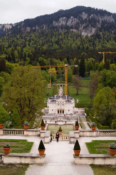 Blick Auf Schloss Linderhof Frühling Ettal Bayern Deutschland — Stockfoto