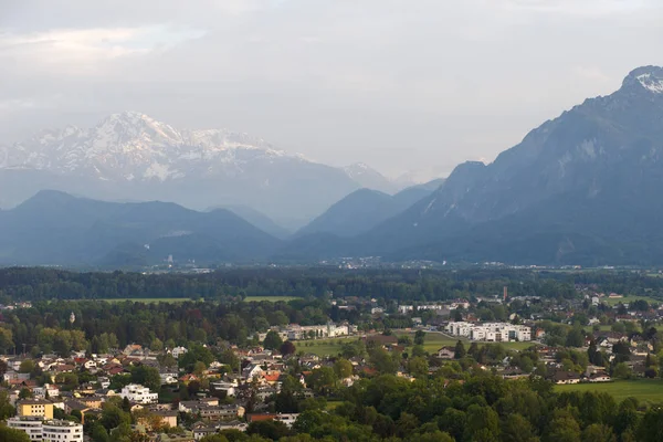Hermosa Vista Desde Fortaleza Hohensalzburg Panorama Salzburgo Austria — Foto de Stock