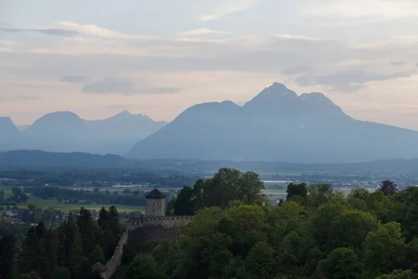 Prachtig Uitzicht Alpen Van Hohensalzburg Vesting Panorama Salzburg Oostenrijk — Stockfoto