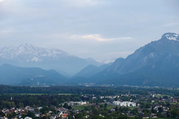 Prachtig Uitzicht Alpen Van Hohensalzburg Vesting Panorama Salzburg Oostenrijk — Stockfoto